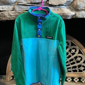 Lands' End Kids Fleece Quarter Snap Pullover, Emerald Green/Turquoise, NWT